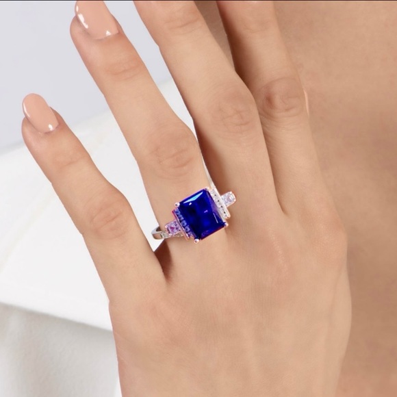 Dark Mystifying Tanzanite Emerald Cut Ring Gorgeous! - Picture 11 of 16